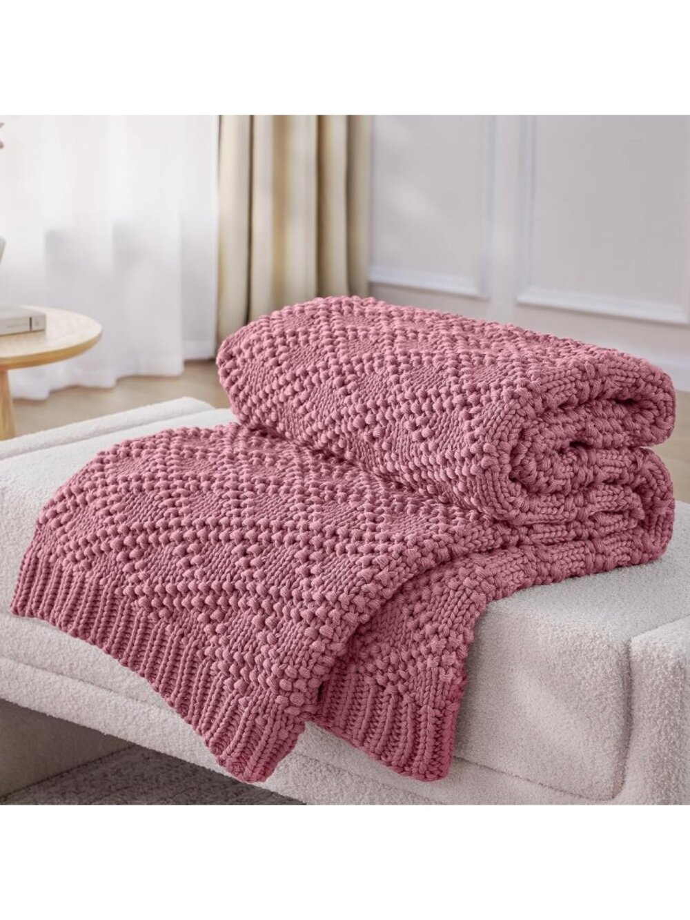 Cozy Chunky Knit Weighted Blanket for Adults, 50"x60", 5lbs, Soft Throw